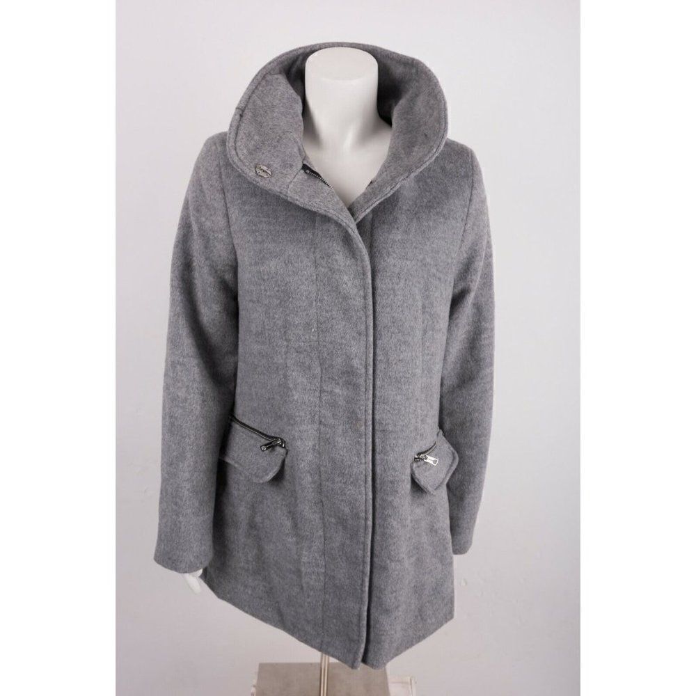 Bershka Womens Coat Jacket Large Gray Woolly Wool With Zips 6574/200 NWOT